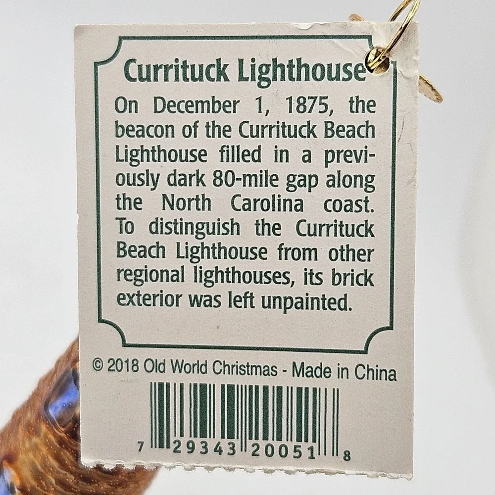 Old World Christmas Currituck‎ Lighthouse Glass Ornament 2018 North Carolina NOS